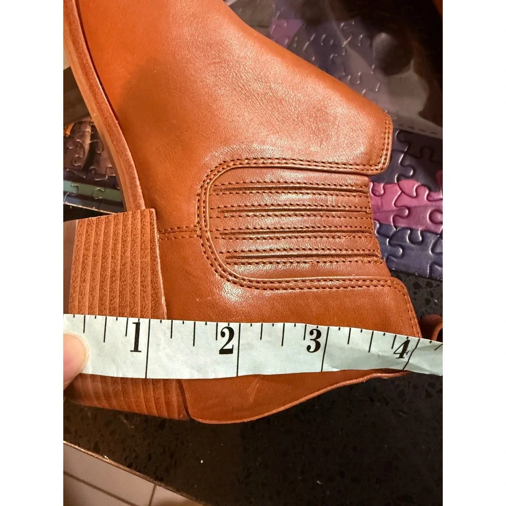 Michael Kors‎ Womens Leather Ankle Boots Tan Brown Chelsea Shaw flat bootie - Picture 10 of 10